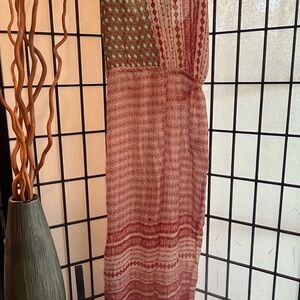 Boho Print Sheer Lace Up Jumper